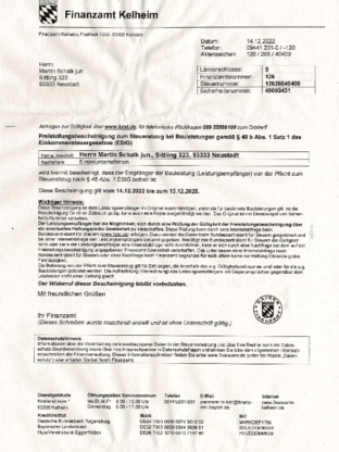 Freistellungsbescheiniung §48b bei Elektrotechnik Schalk in Neustadt - Sittling